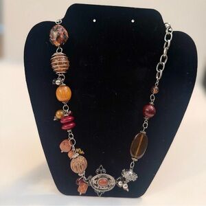 Source Unknown Multicolor Beaded Necklace with Silver Chain
